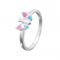 Ring Kinderring Schmetterling rosa hellblau 925 Silber Größe 46