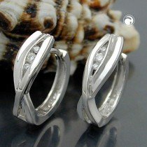 Creolen Ohrringe Zirkonia rhodiniert 925 Sterlingsilber