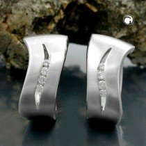 Creolen Ohrringe Zirkonia rhodiniert 925 Sterlingsilber