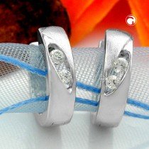 Creolen Ohrringe Zirkonia rhodiniert 925 Sterlingsilber