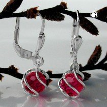 Ohrring synthetischer Rubin 925 Sterlingsilber