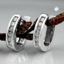 Creolen Ohrringe Zirkonia rhodiniert 925 Sterlingsilber