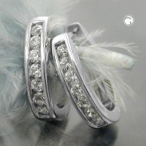 Creolen Ohrringe Zirkonia rhodiniert 925 Sterlingsilber