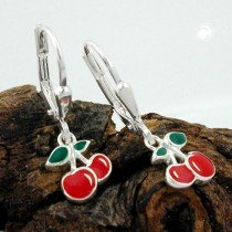 Ohrring je 2 Kirschen 925 Sterlingsilber