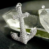 Anhänger Anker 23x14mm mit vielen Zirkonias 925 Sterlingsilber