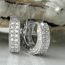 Creolen Ohrringe viele Zirkonias 925 Sterlingsilber