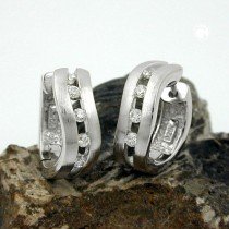 Creolen Ohrringe matt mit Zirkonias 925 Sterlingsilber