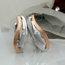 Creolen Ohrringe bicolor Zirkonia 925 Sterlingsilber