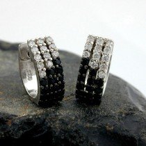 Creolen Ohrringe viele Zirkonias 925 Sterlingsilber