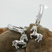 Creolen Ohrringe Pferd Klappscharnier 925 Sterlingsilber