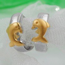 Creolen Ohrringe mit Delfin bicolor 925 Sterlingsilber