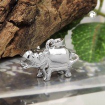 Anhänger Nilpferd glänzend 925 Sterlingsilber