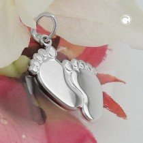 Anhänger zwei Füße glänzend 925 Sterlingsilber