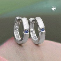 Creolen Ohrringe kleiner Zirkonia blau 925 Sterlingsilber