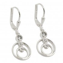Ohrhänger Ohrringe Brisur je 2 Ringe mit 3 Zirkonias 925 Sterlingsilber