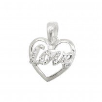 Anhänger Herz mit Schriftzug -Love- Zirkonia 925 Sterlingsilber