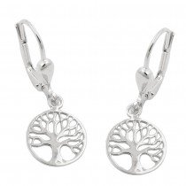 Ohrringe mit Klappbügel Brisur Ohrring Baum des Lebens 925 Sterlingsilber
