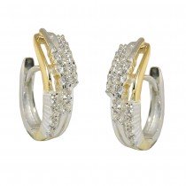 Creolen Klappscharnier bicolor mit Zirkonias 925 Sterlingsilber