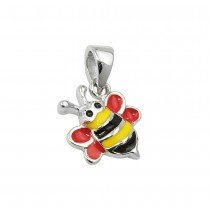 Anhänger Biene rot-gelb-schwarz-emailliert 925 Sterlingsilber