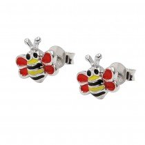 Ohrstecker Ohrring Bienen rot-gelb-schwarz-emailliert 925 Sterlingsilber