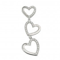Anhänger Herzen mit Zirkonias glänzend rhodiniert 925 Sterlingsilber
