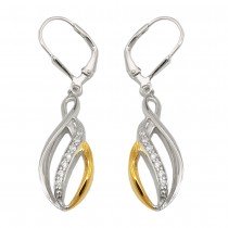 Ohrhänger Ohrringe Brisur Zirkonias bicolor glänzend rhodiniert 925 Sterlingsilber