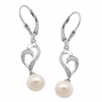 Ohrhänger Ohrringe Brisur Zuchtperle mit Zirkonias rhodiniert 925 Sterlingsilber