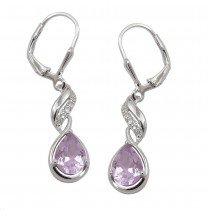 Ohrhänger Ohrringe Brisur Amethyst mit Zirkonias rhodiniert 925 Sterlingsilber