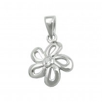 Anhänger Blume mit Zirkonia glänzend rhodiniert 925 Sterlingsilber