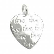 Anhänger Herz Prägung -love- glänzend 925 Sterlingsilber