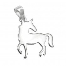 Anhänger Einhorn flach glänzend 925 Sterlingsilber