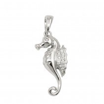 Anhänger Seepferdchen mit Zirkonias glänzend rhodiniert 925 Sterlingsilber