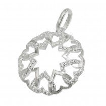 Anhänger Kreis aus Herzen glänzend und mit Zirkonias 925 Sterlingsilber
