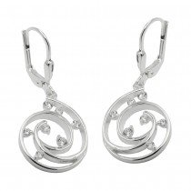 Ohrringe mit Klappbügel Brisur Spirale mit Zirkonias 925 Sterlingsilber