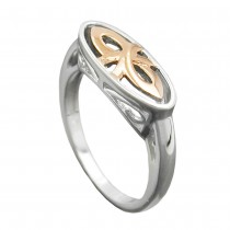 Ring bicolor rotvergoldet glänzend rhodiniert 925 Silber Größe 60