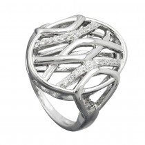 Ring mit vielen Zirkonias glänzend rhodiniert 925 Silber Größe 58