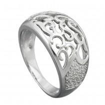 Ring mit Zirkonias glänzend rhodiniert 925 Silber Größe 54