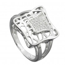 Ring mit vielen Zirkonias glänzend rhodiniert 925 Silber Größe 60