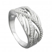 Ring mit vielen Zirkonias glänzend rhodiniert 925 Silber Größe 60