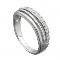 Ring mit Zirkonias glänzend rhodiniert 925 Silber Größe 56