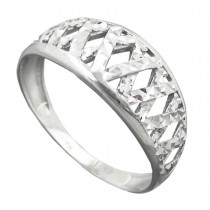 Ring Muster ausgestanzt glänzend diamantiert rhodiniert 925 Silber Größe 61