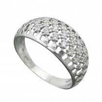 Ring mit vielen Zirkonias glänzend rhodiniert 925 Silber Größe 56