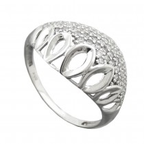 Ring mit vielen Zirkonias glänzend rhodiniert 925 Silber Größe 54