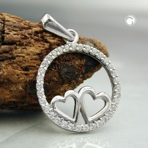 Anhänger Herzen Zirkonias 925 Sterlingsilber