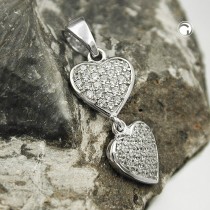 Anhänger 2 Herzen Zirkonia 925 Sterlingsilber