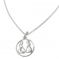 Schmuck Set Anhänger Sternzeichen Zwilling mit Kette Flachpanzer 925 Silber