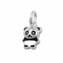Anhänger kleiner Pandabär glänzend schwarz lackiert 925 Silber
