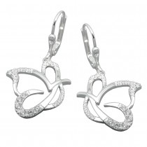 Ohrringe Hänger Brisur stilisierter Schmetterling mit Zirkonias 925 Silber