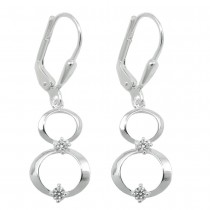Ohrringe Hänger Brisur2 Ringe mit Zirkonias 925 Silber