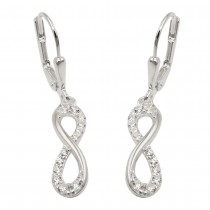 Ohrringe Hänger Brisur Acht Unendlichkeitszeichen mit Zirkonias 925 Silber